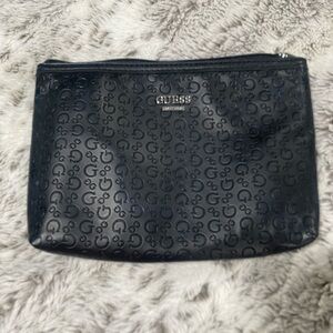 GUESS Black Embossed Logo Cosmetic Case